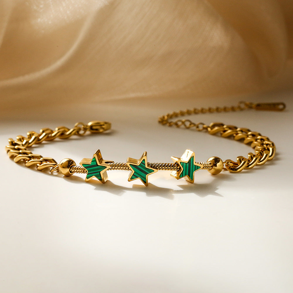 Minimalist Geometric Star Titanium Steel Plated Bracelet for Women with Elegant Retro Touch