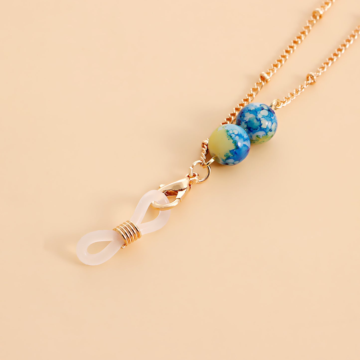 Gemstone Inlaid Alloy Mask and Glasses Chain