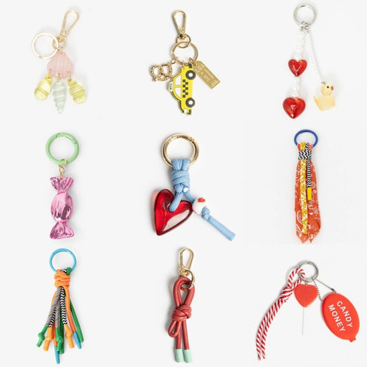 Sweet Solid Color Resin Heart Teardrop Bag Charm with Plated Beads and Rope
