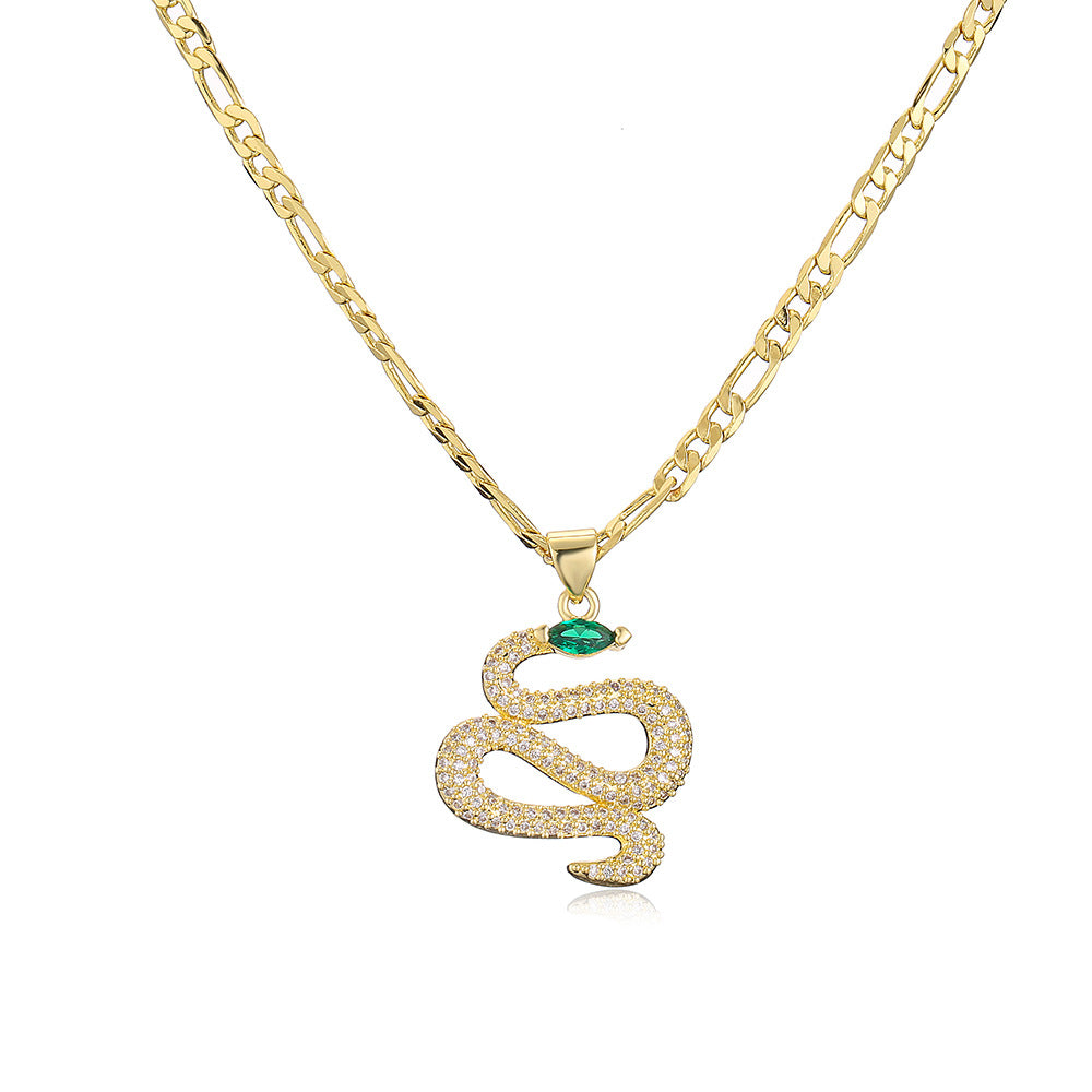Collana a serpente geometrico in rame placcato oro 18K da donna, stile lusso minimalista