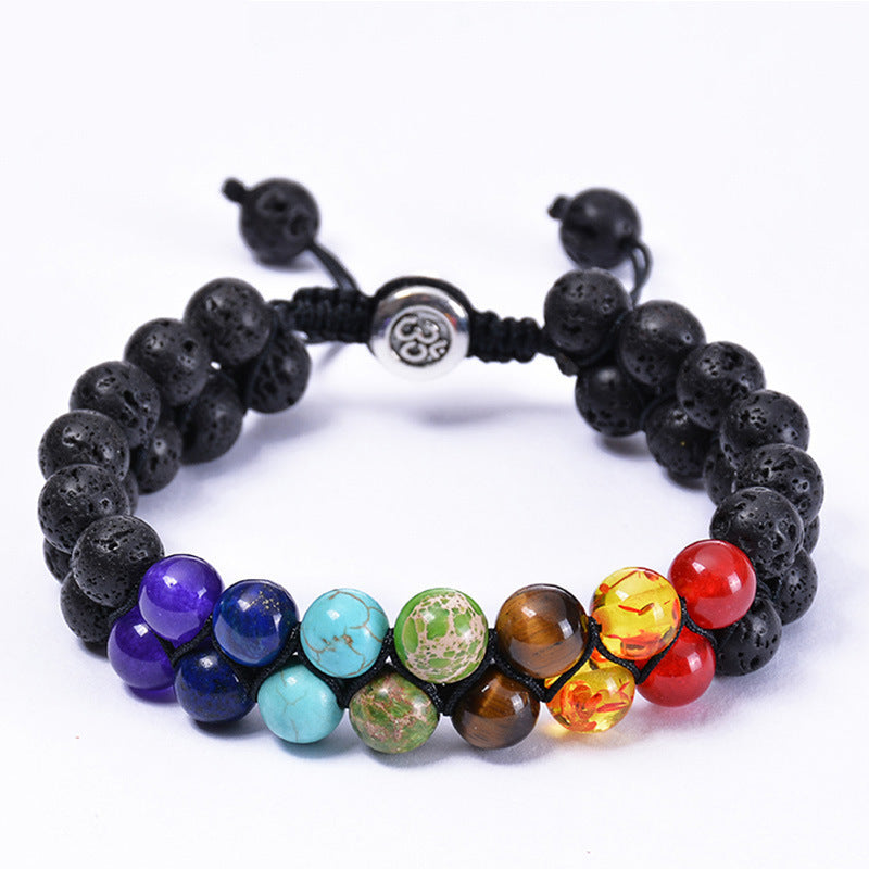 Bohemian 6mm Multicolor Natural Stone Agate Crystal Geometric Round Beaded Bracelet Unisex