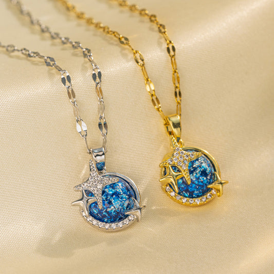 Collana con pendente minimalista a costellazione in acciaio al titanio con galvanica per donna