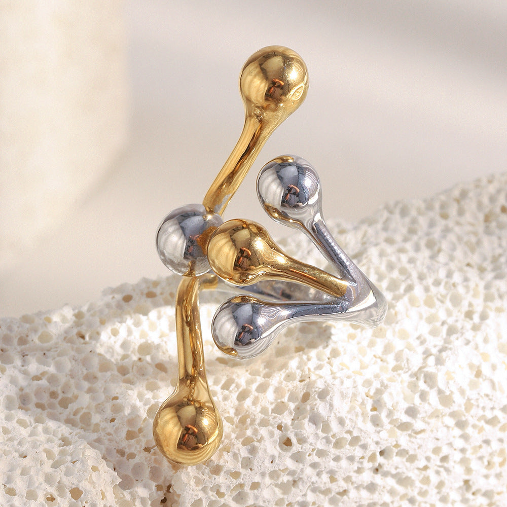 Anello da donna in acciaio inossidabile geometrico minimalista con placcatura in oro 18K