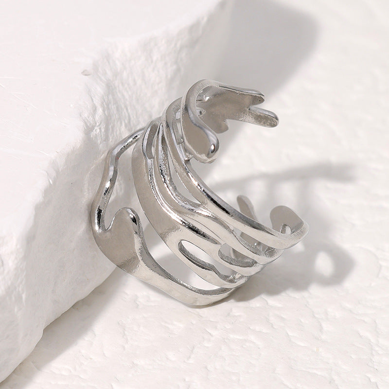 Minimalist Geometric Plated Stainless Steel Ring for Women