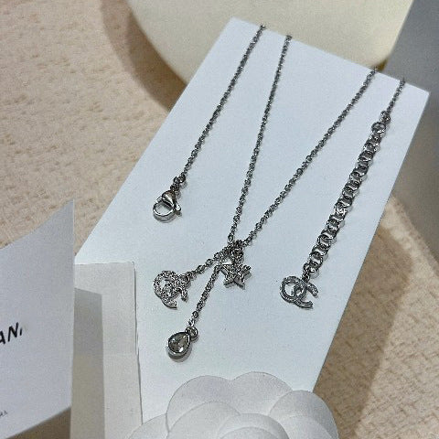 Sweet Gold Plated Brass Star Letter Teardrop Necklace for Women