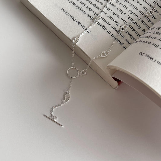 Minimalist Rhombus-Shaped 925 Sterling Silver Necklace with Polished Finish for Women