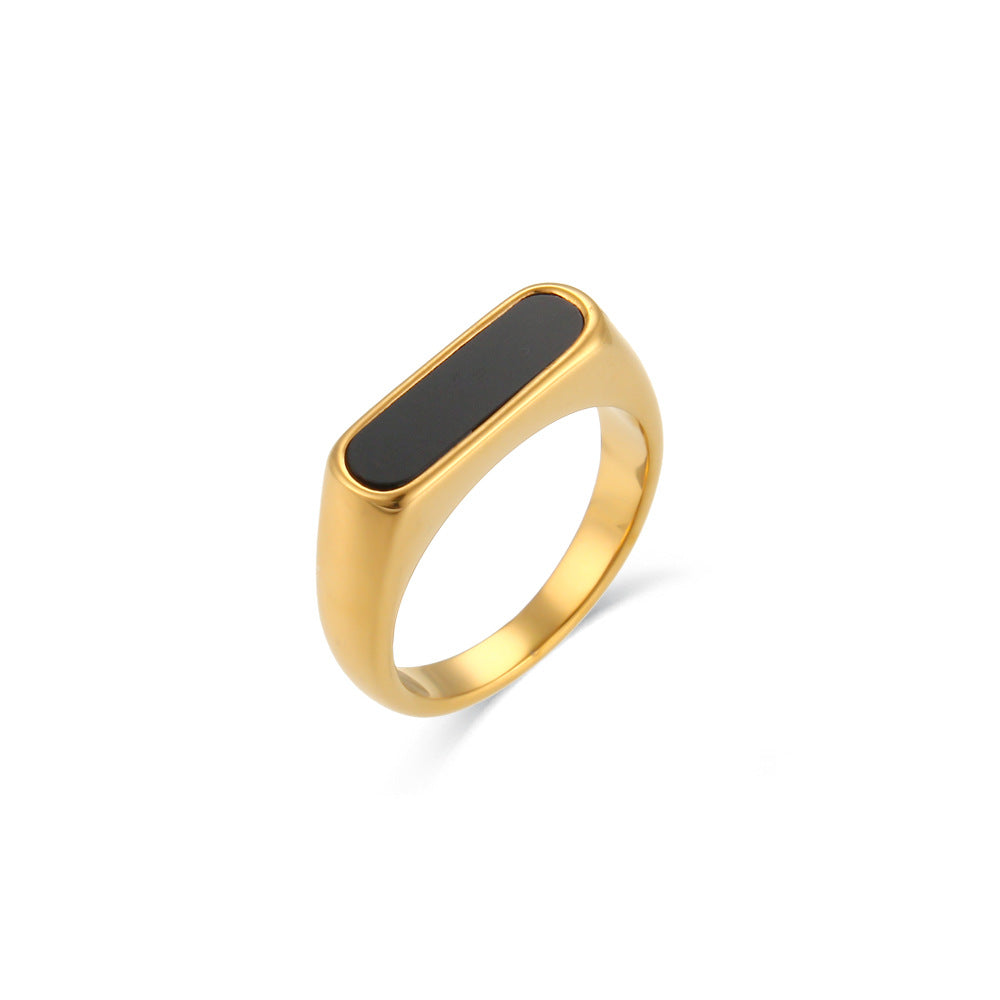 Minimalist Geometric Titanium Steel Ring with Gold Plating and Shell-Inspired Design for Women