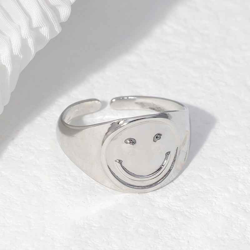 Minimalist Smile-Shaped Titanium Steel Adjustable Ring for Men and Women with Plated Finish