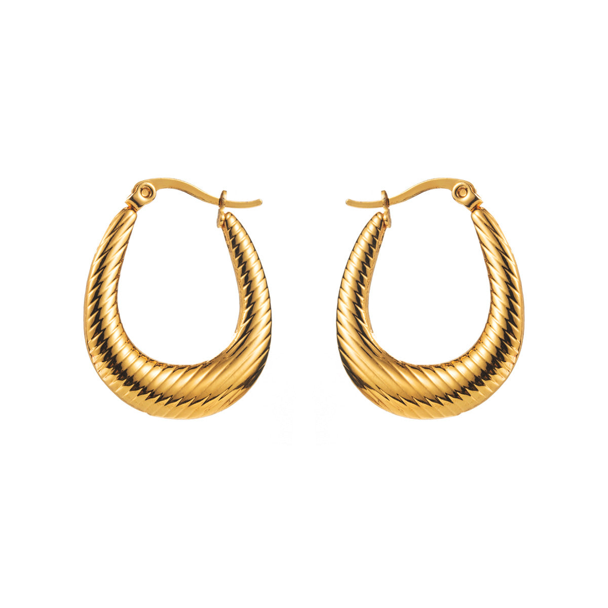 Pendientes de aro vintage con forma de corazón de acero de titanio para mujer con acabado chapado y diseño de cuerda trenzada