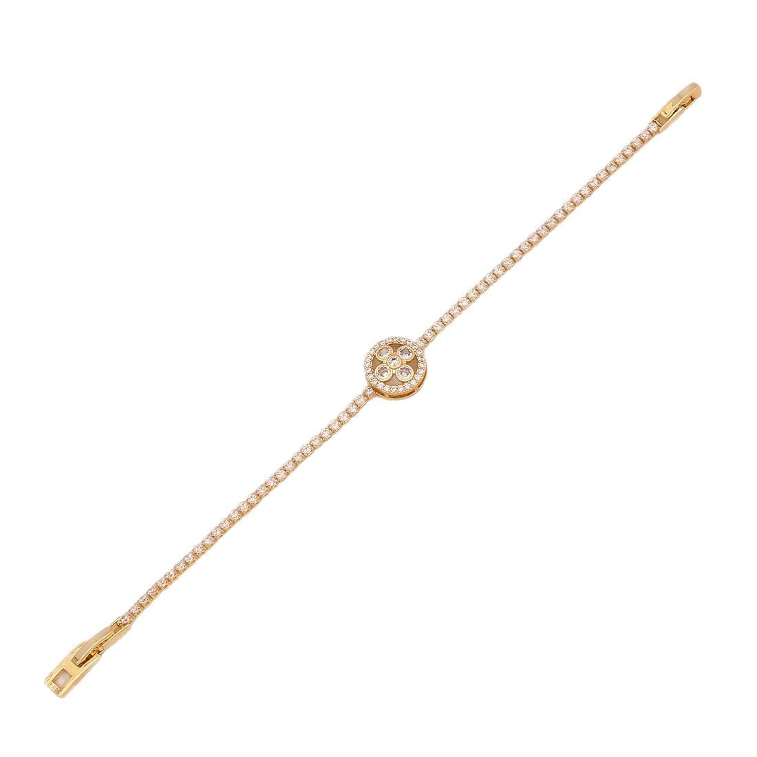 Bracciale da donna placcato oro 18K con zirconi, design alla moda a cuore e floreale