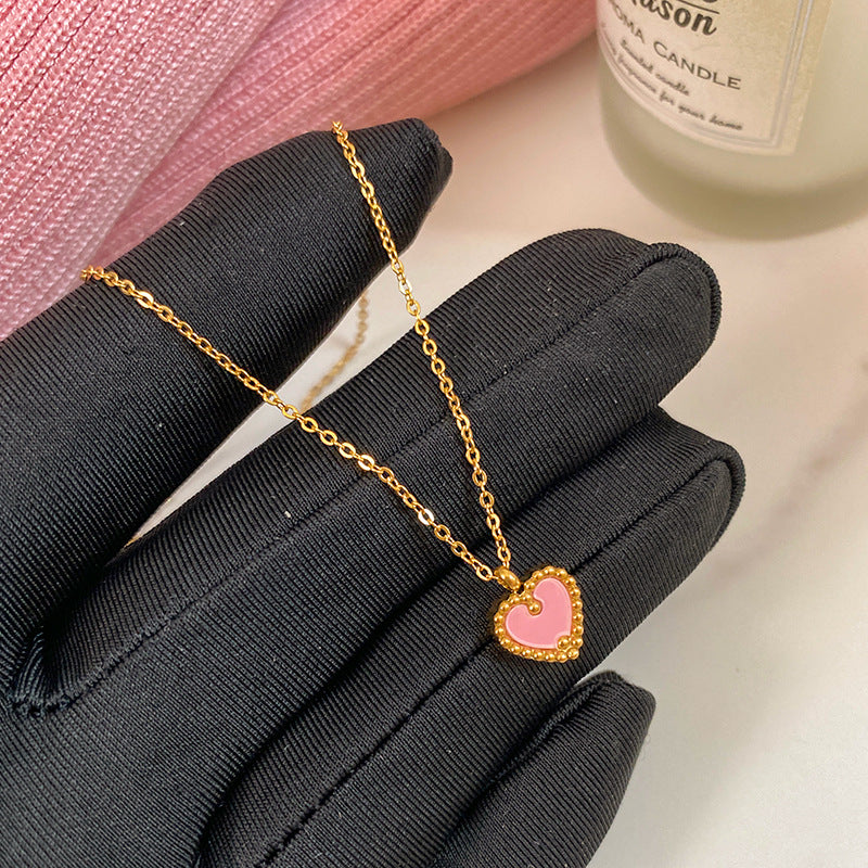 Minimalist Elegant Heart Titanium Steel Plated Necklace Cable Chain Unisex
