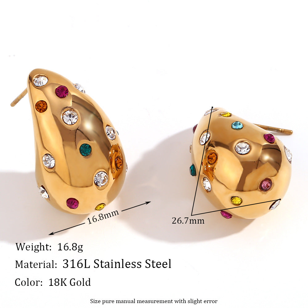 Pendientes de acero inoxidable geométricos de inspiración vintage con chapado en oro de 18 quilates, diseño colgante de lágrima texturizada y rectangular para mujer