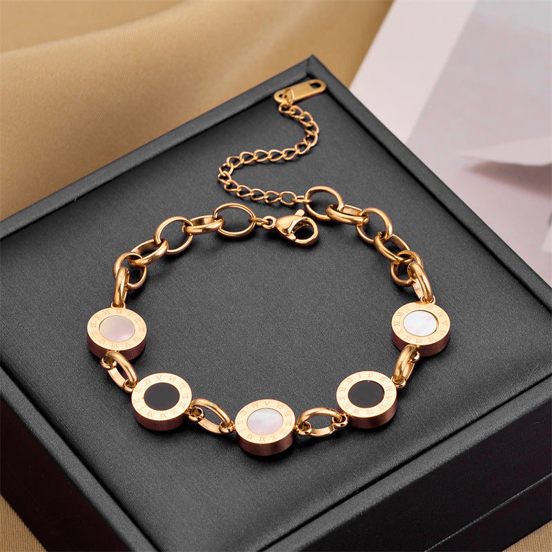 Bracciale Minimalista in Acciaio al Titanio a Forma di Foglia per Donna e Uomo con Finitura Placcata, Gioielli Versatili in Acciaio Inossidabile