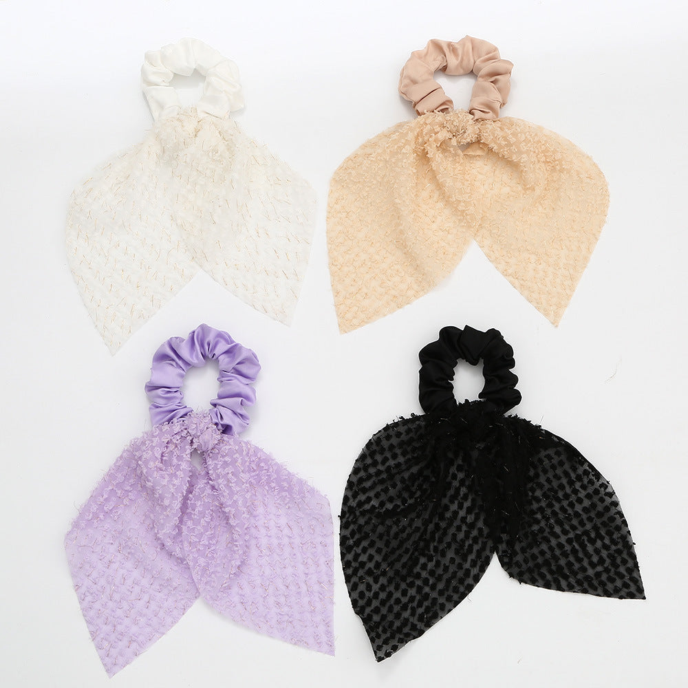 Children's Hair Tie with Bow Design in Fabric Material, Handmade Korean-Inspired Minimalist Hair Accessory for Girls