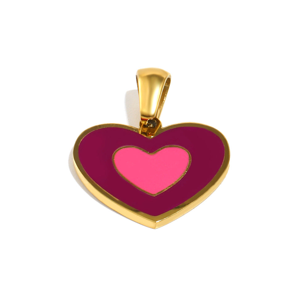 Sweet Heart Shape Stainless Steel Drip Oil 18K Gold Plated Charm Bar