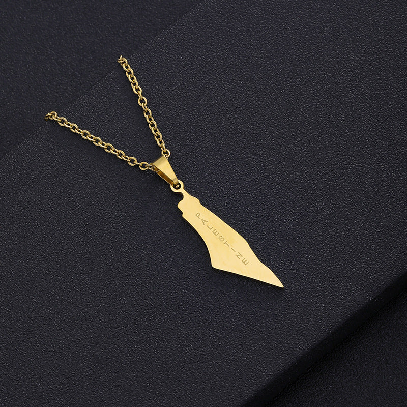 Collar con colgante de letra geométrica para mujer y hombre en acero inoxidable con dije de acero de titanio y acabado galvanizado