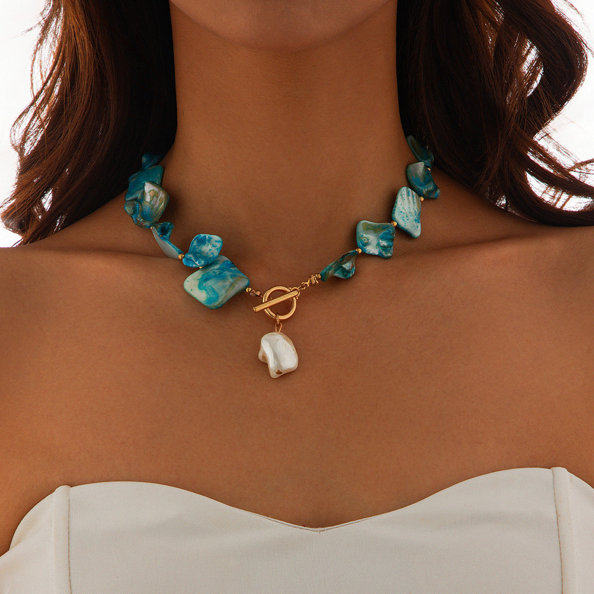 Collana pendente a stella con conchiglia minimalista in lega di zinco con finitura placcata da donna