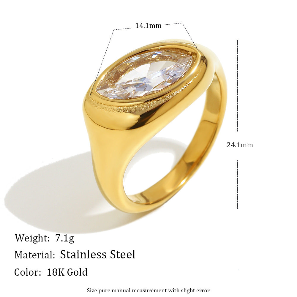 Anello geometrico da donna in acciaio inossidabile placcato oro 18 carati, ispirato al vintage, dal design alla moda casual e adatto all'ufficio