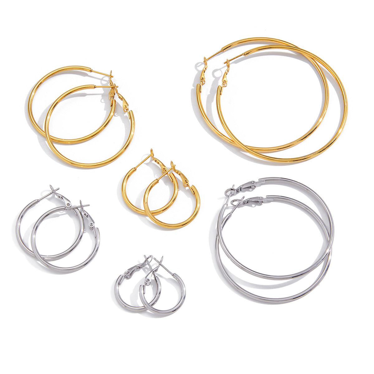 Orecchini a Cerchio Minimalisti Geometrici in Acciaio al Titanio da Donna con Finitura Placcata e Fili per Orecchini in Acciaio Inossidabile