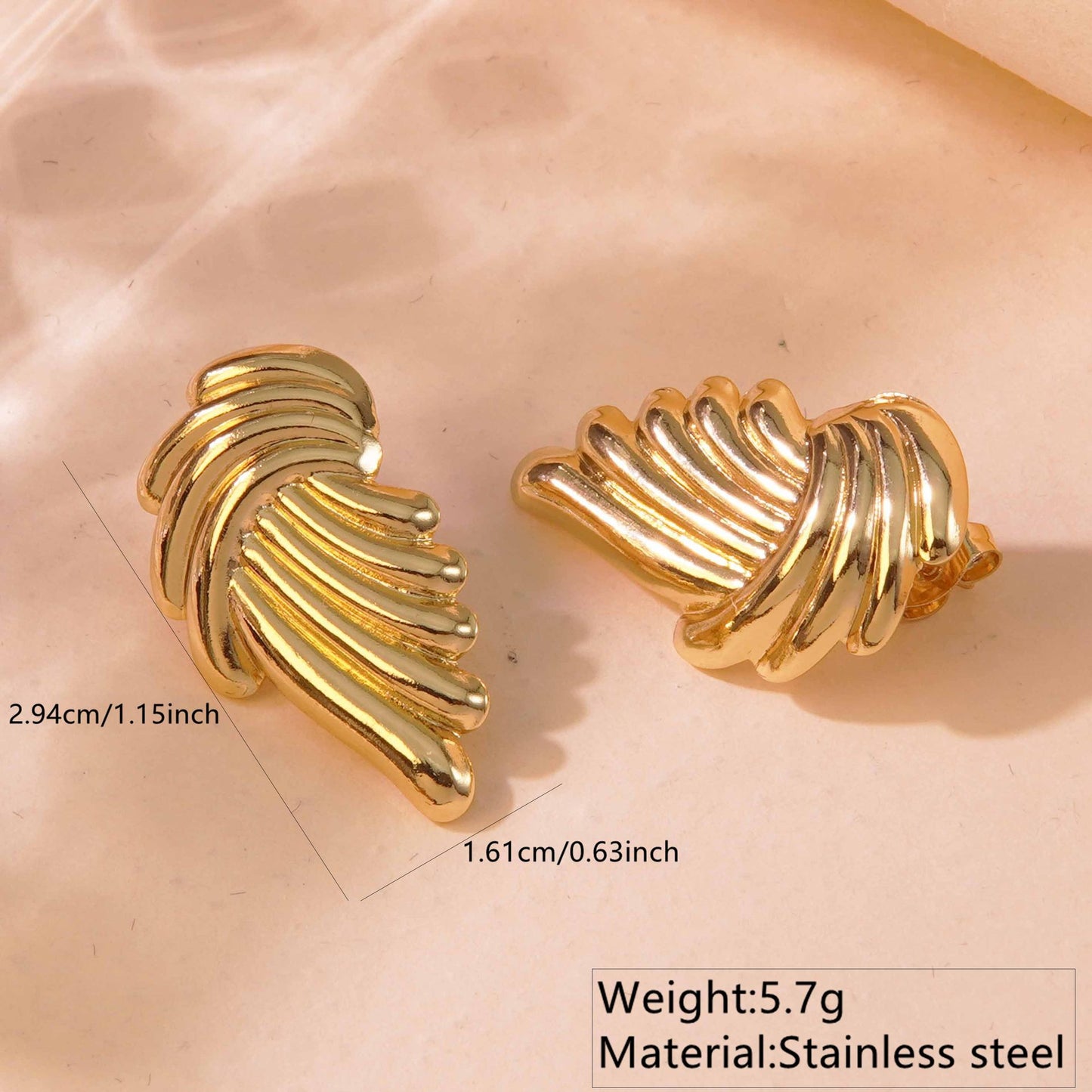 Elegant Gold Plated Stainless Steel Leaf Earrings for Women