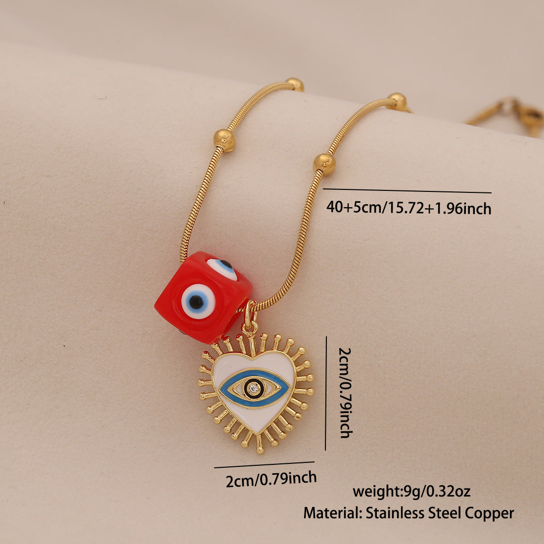 Edgy Eye and Lips Pendant Necklace in Titanium Steel with Plated Finish on Snake Chain for Women