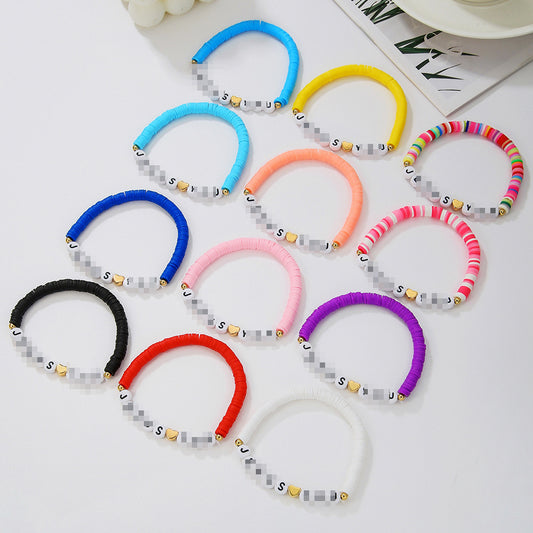 Fashion Colorful Letter and Heart Resin Bracelet Set for Women and Men