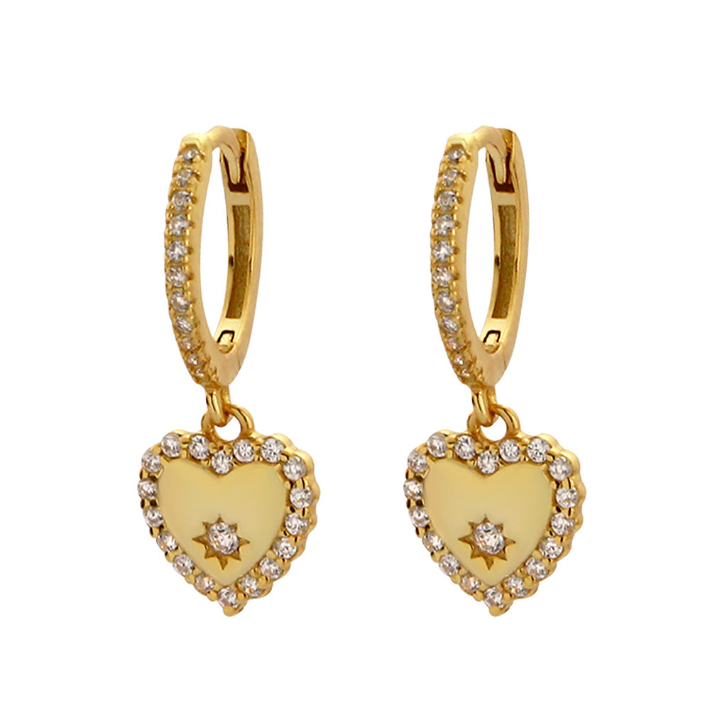 Orecchini a Cuore in Argento Sterling 925 Placcato con Strass