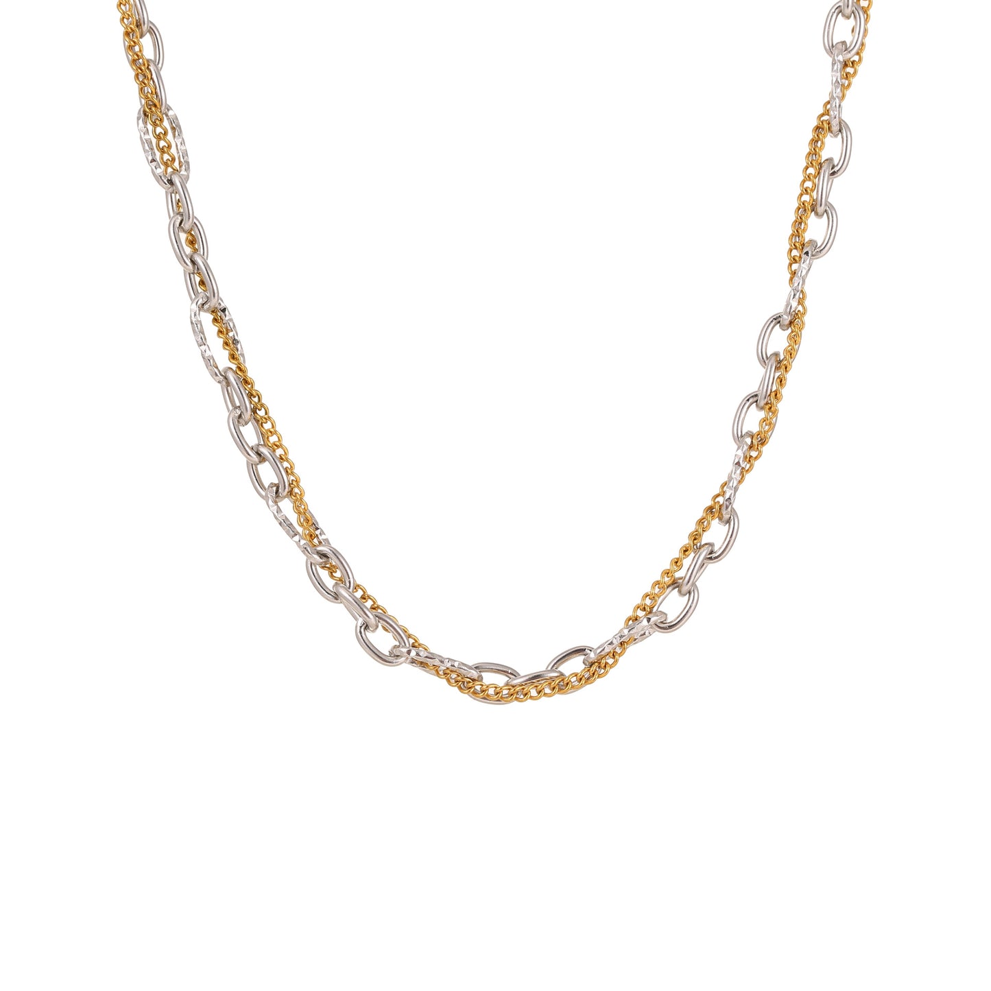Fashion Geometric Stainless Steel Necklace with 18K Gold Plated Finish and Chain Design for Women