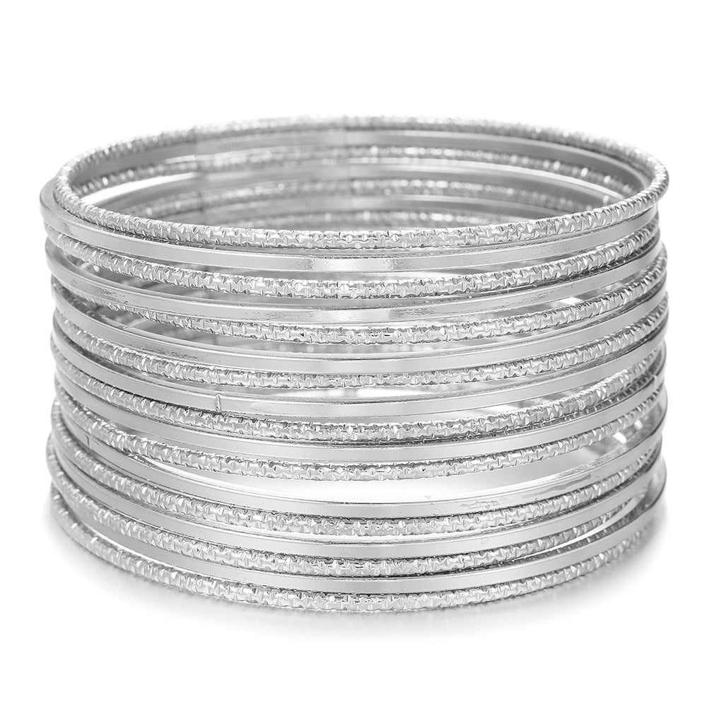 Elegant Geometric Round Plated Iron Bangle Set for Women