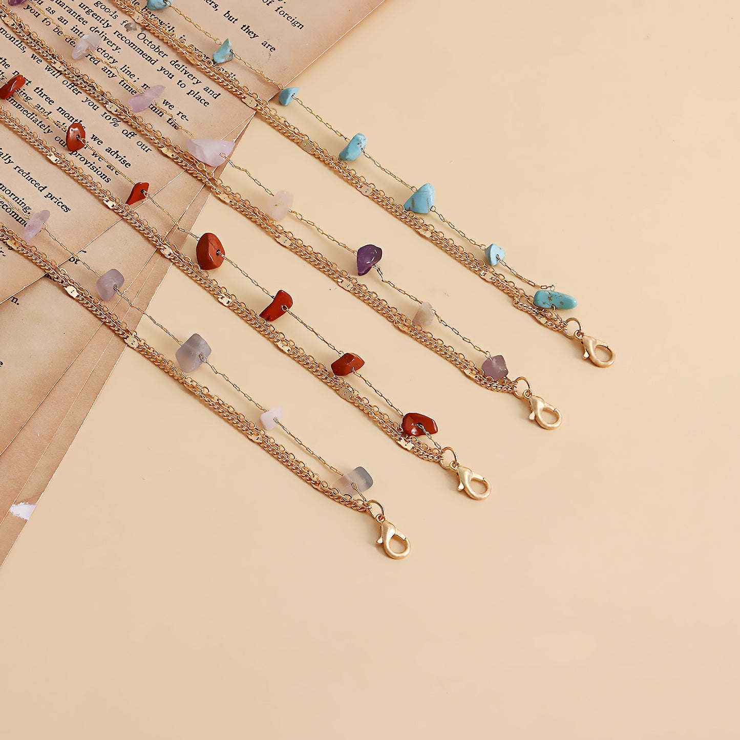 Bohemian Style Multi-Loop Waist Chain for Women Made of Metal with Natural Turquoise Accents