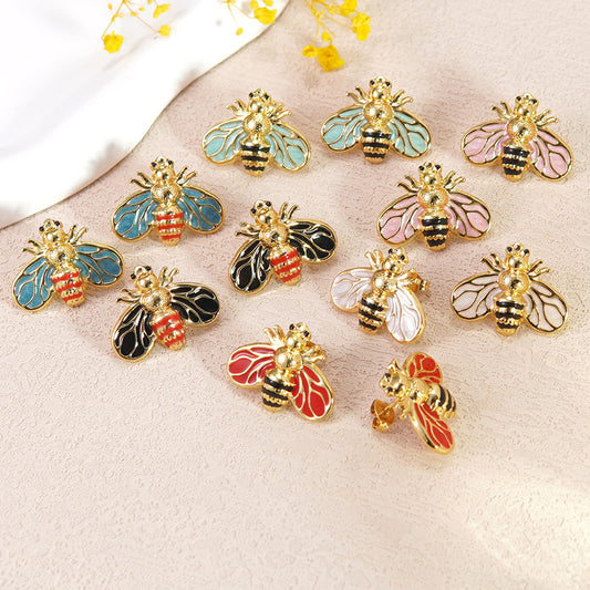 Pendientes de Acero Inoxidable de Animales con Goteo de Aceite Dulces y Coloridos