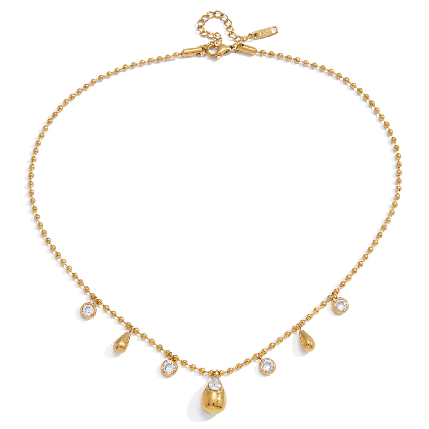 Geometric Teardrop Stainless Steel PVD Cubic Zirconia Necklace for Women