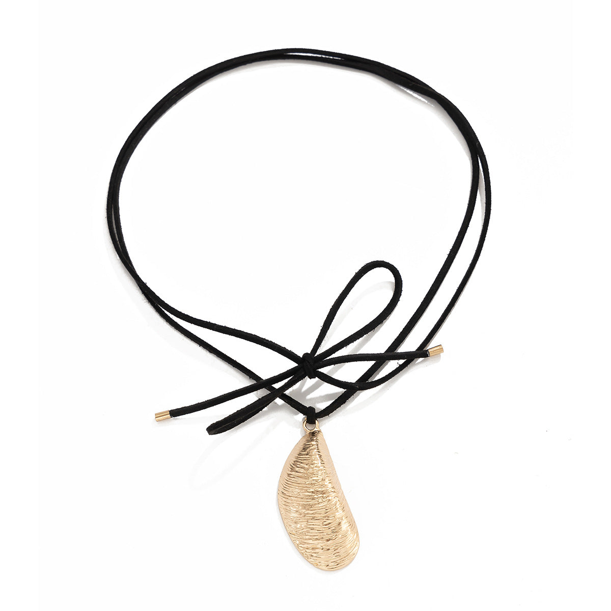 Collar con colgante de lágrima de rayas irregulares para mujer de aleación con acabado chapado, diseño geométrico, estilo atrevido y dulce-genial