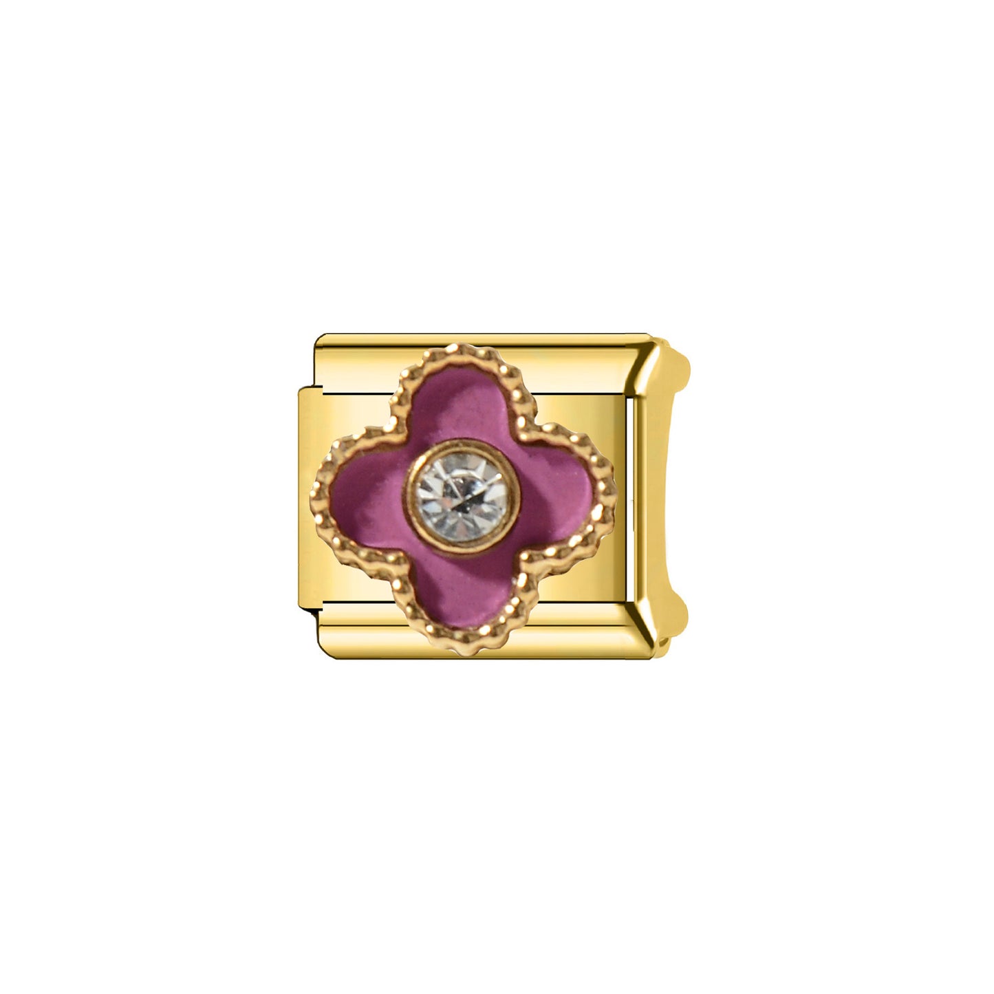 Bracciale modulare in acciaio inossidabile placcato con strass floreali dolci