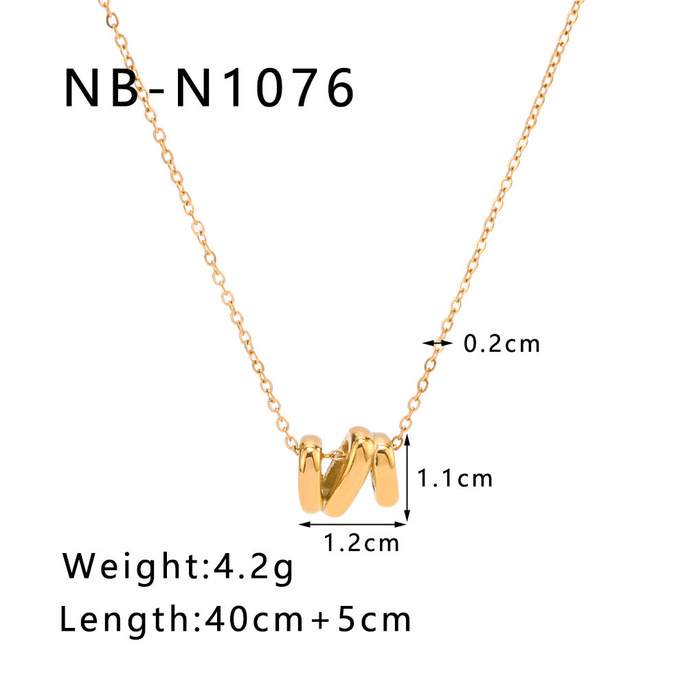 Minimalist Ins Style Hollow Letter N Pendant Necklace for Women in Titanium Steel with 18K Gold Plating and Snake-Resistant Waterproof Finish