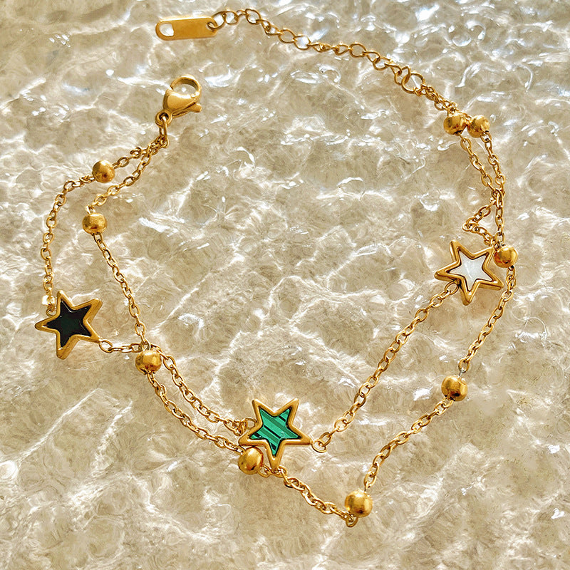 Minimalist Luxury Titanium Steel Plated Star Beaded Bracelet
