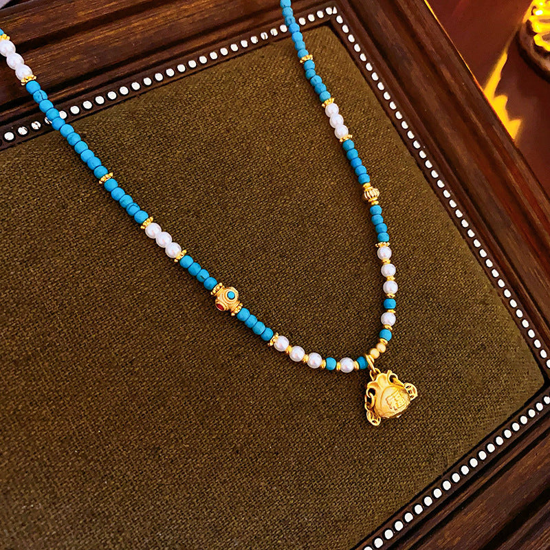 Nuevo Collar Colgante de Loto y Abanico Estilo Chino en Aleación con Baño de Oro, Diseño Geométrico, Elegante Cadena de Clavícula para Mujer
