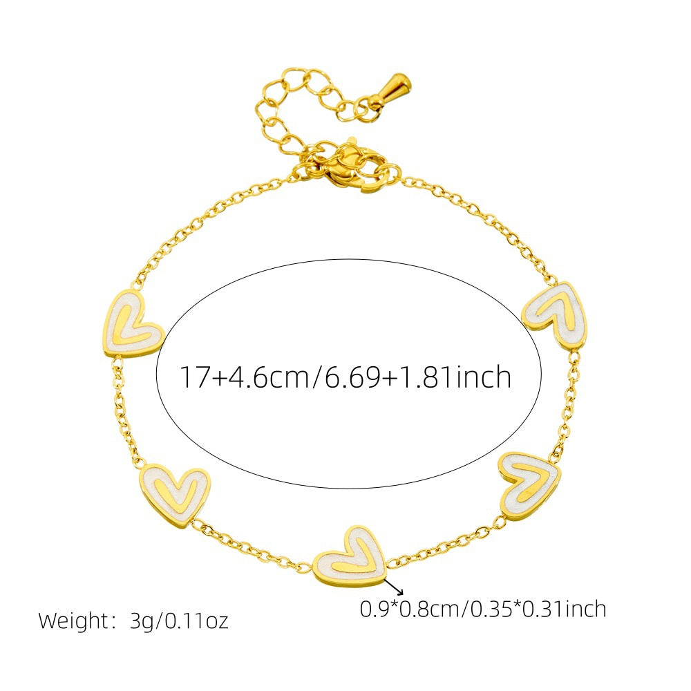 Elegant Business Heart Teardrop Stainless Steel Plated Jewelry Set for Women with Cable Chain