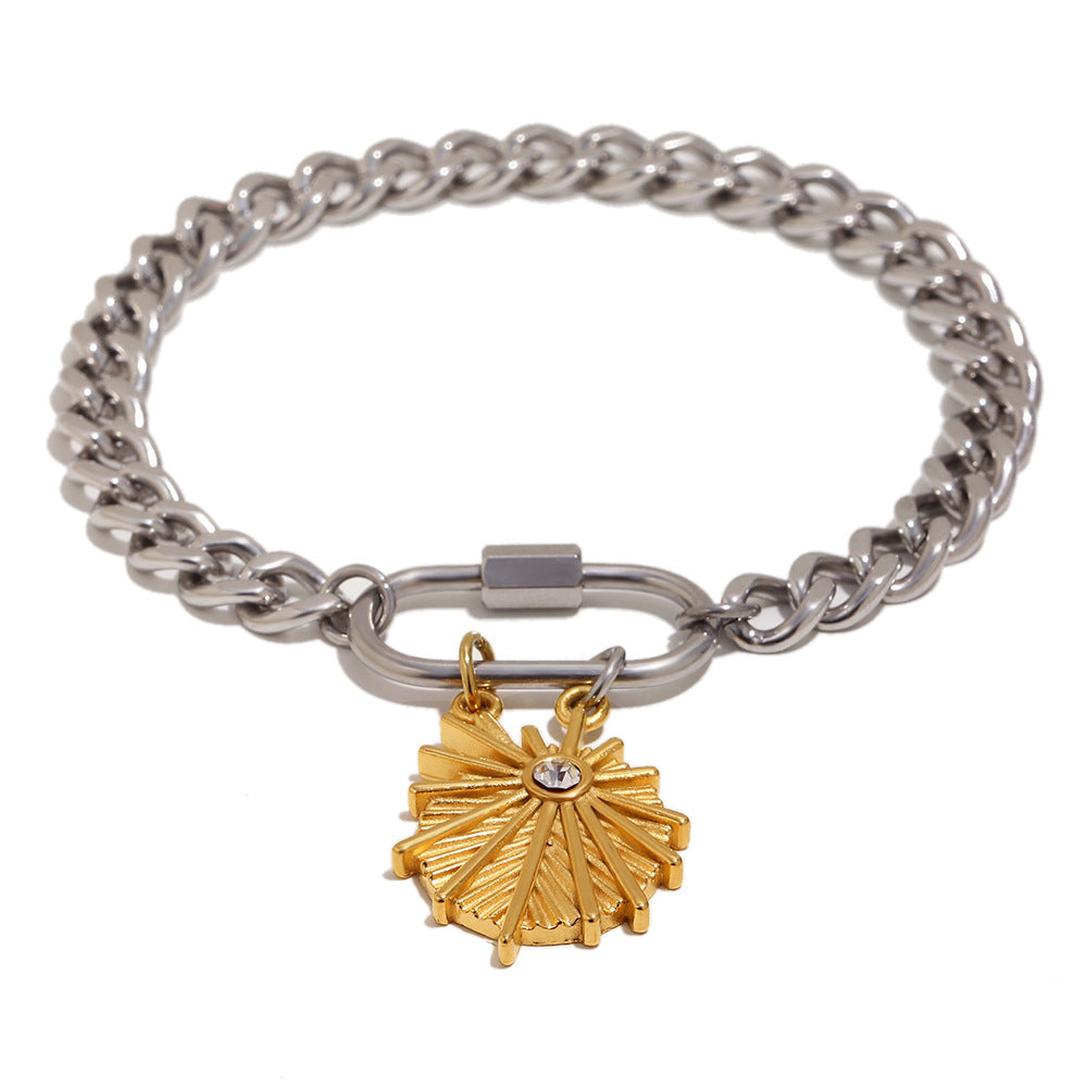 Elegant Geometric 18K Gold Plated Stainless Steel Starlight Pendant Bracelet for Women