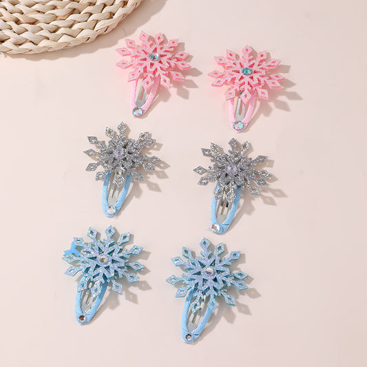 Fermaglio per Capelli a Fiocco di Neve per Bambini con Fiocco in Metallo, Accessorio per Capelli Ispirato a Elsa per Natale