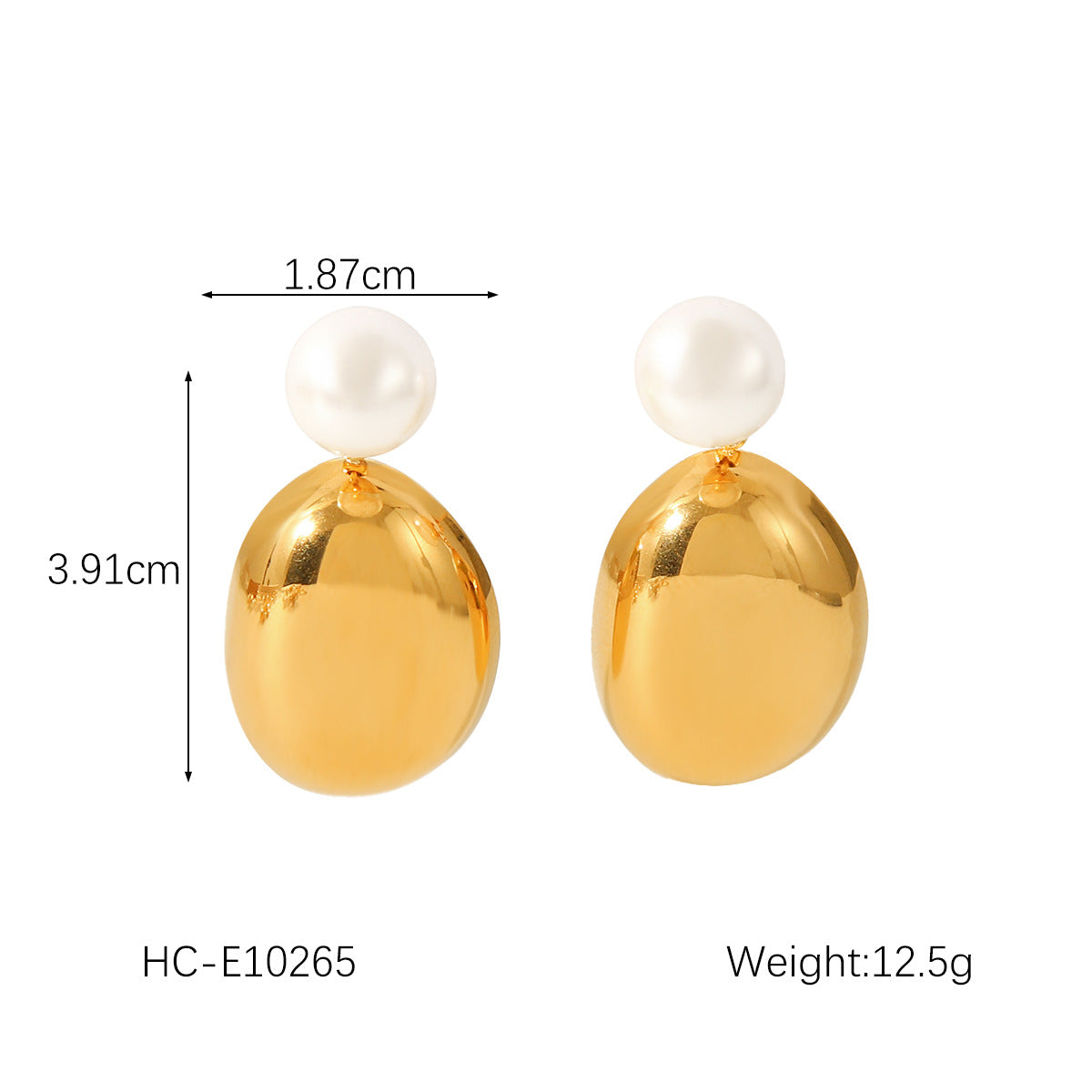 Pendientes minimalistas de acero inoxidable con forma de corazón y lazo, con acentos de perlas y chapados en oro de 18 quilates para mujer