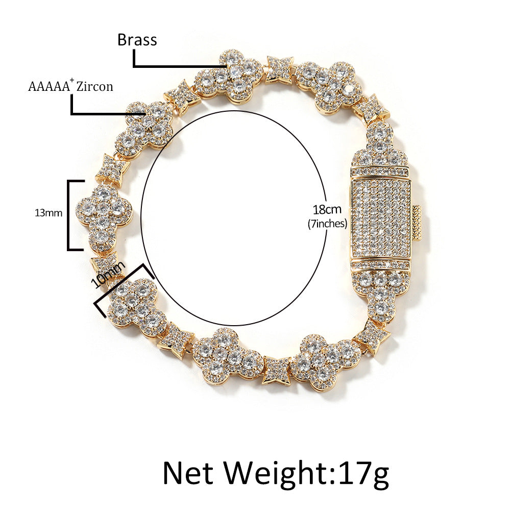Pulsera minimalista de latón geométrico de hip-hop con circonita cúbica microengastada