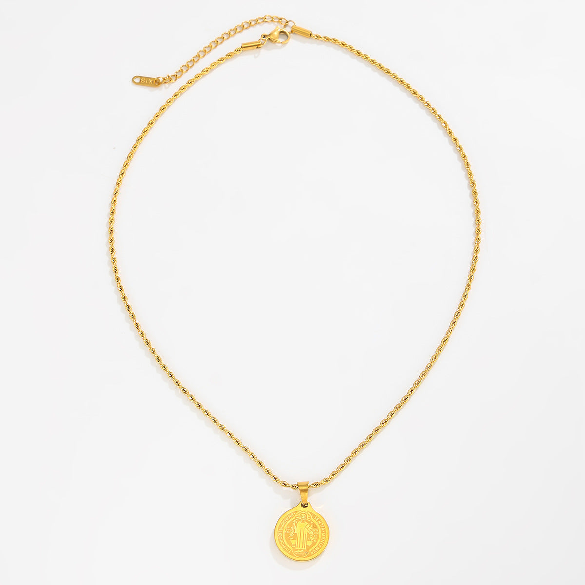 Minimalist Geometric Round Pendant Stainless Steel 18K Gold Plated Snake Chain Rope Chain Necklace for Women