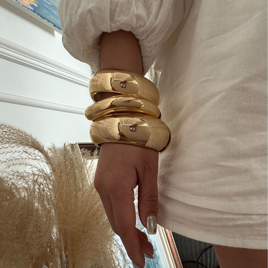Pulsera de aleación chapada con diseño geométrico redondo minimalista punk