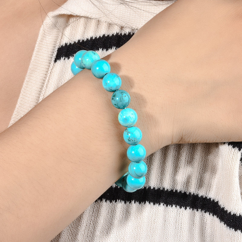 Elegant 10mm Round Agate Wood Crystal Beaded Bracelet Unisex Geometric Handmade Jewelry