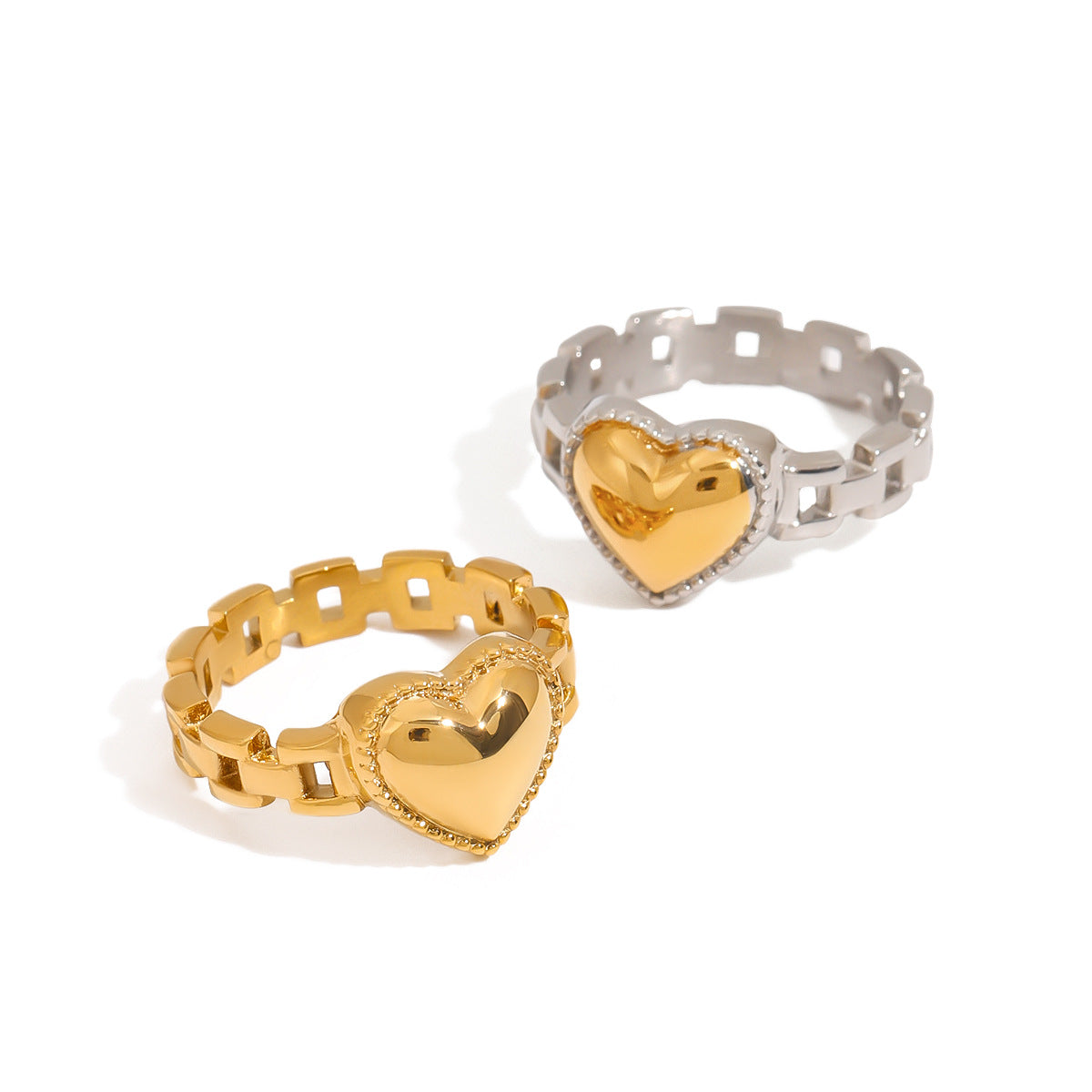 Heart Shaped Plated Stainless Steel Ring for Women