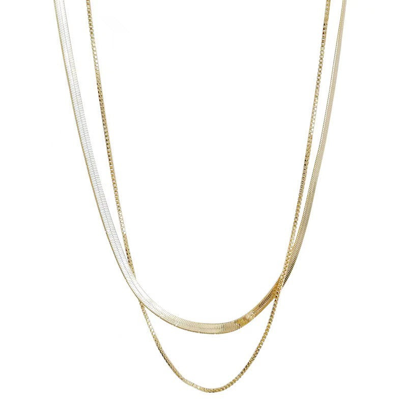 Collana Girocollo Minimalista da Donna in Acciaio al Titanio con Catena a Serpente e Design Geometrico