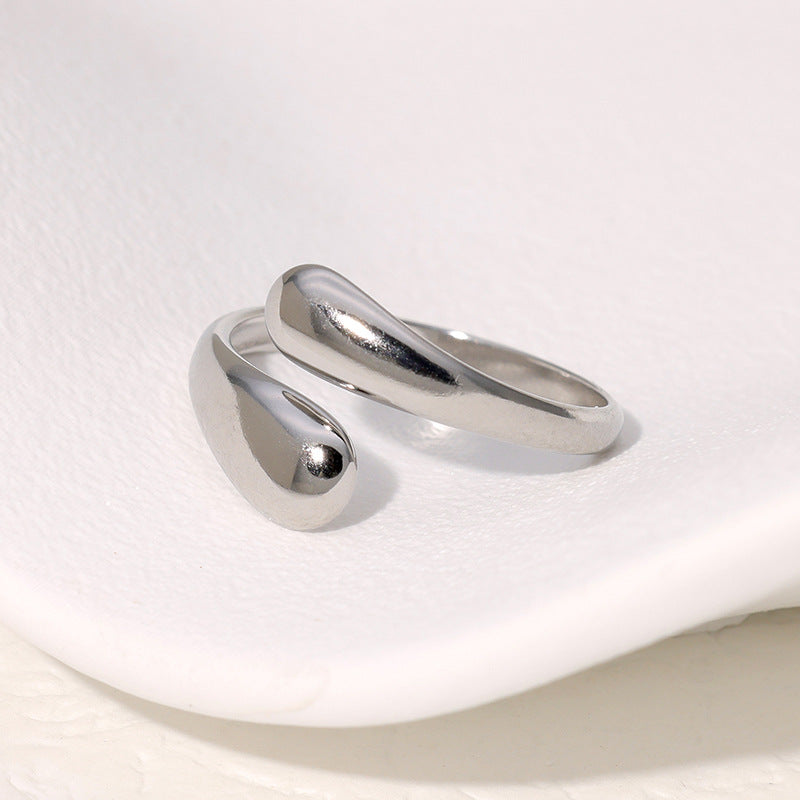 Minimalist Geometric Stainless Steel Open Ring for Women with Plated Finish and Clean Line Design
