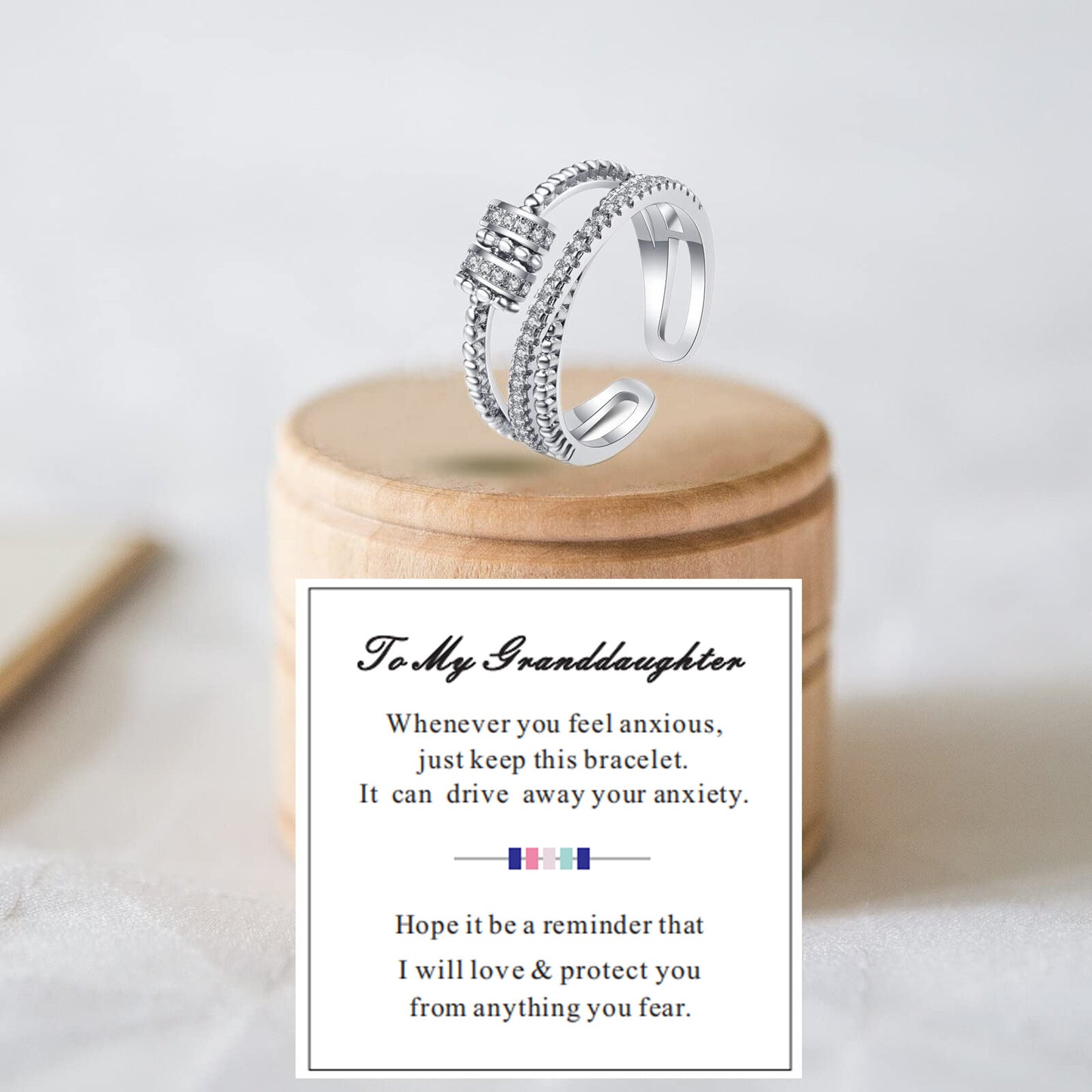 Elegant Geometric Brass Plated Ring with Cubic Zirconia Polka Dot Design Unisex Spinner Anxiety Ring