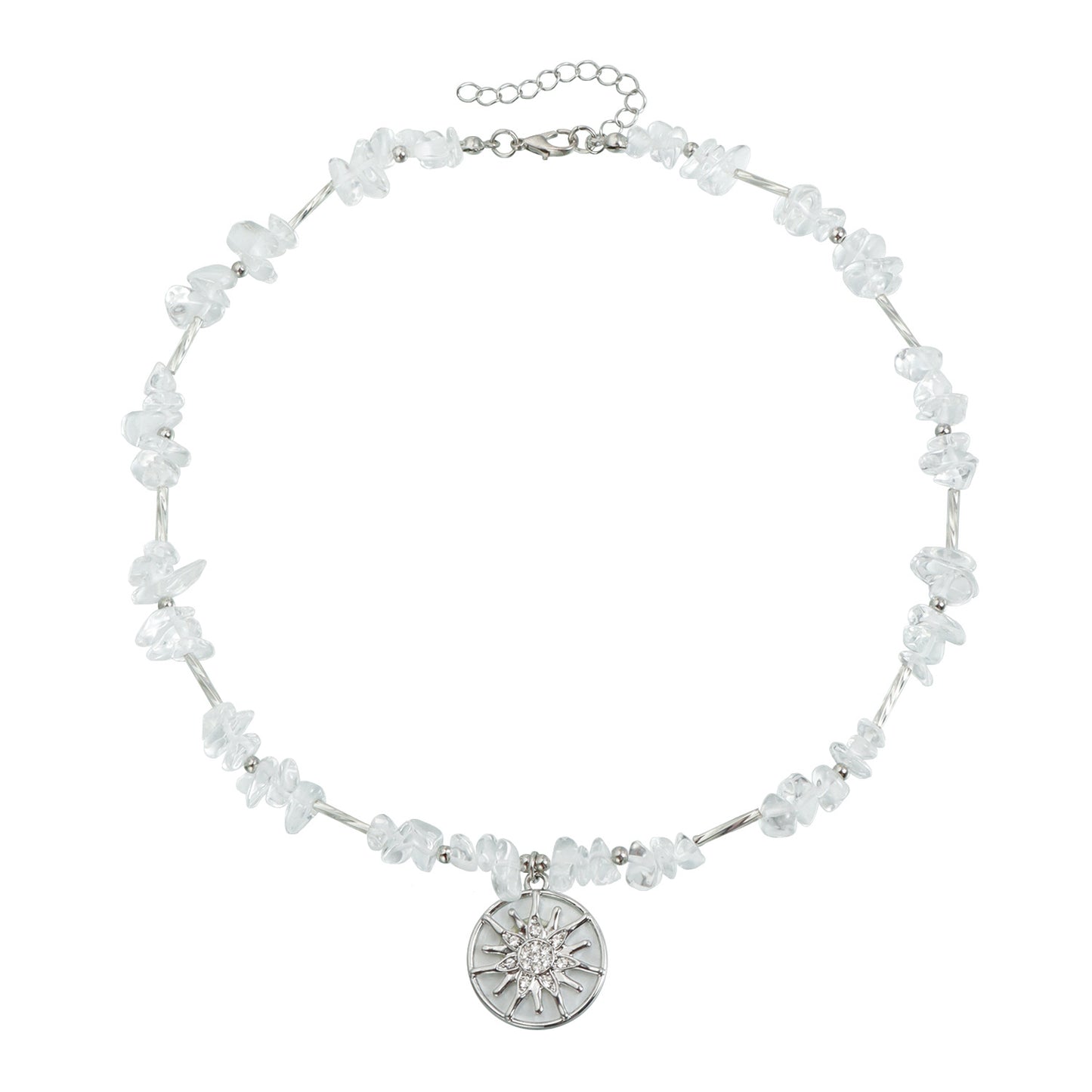 Casual Geometric Heart Star Round Crystal Inlay Alloy Plated Necklace for Women